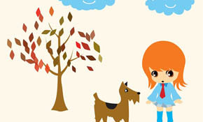 Dog Walking Vector Cartoon